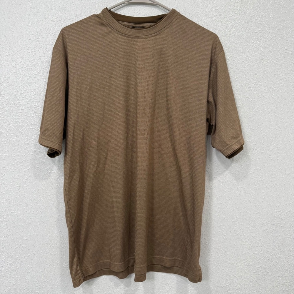 Van Heusen Studio Mens Brown Textured Knit Short Sleeve T-Shirt Size M Micro Rib